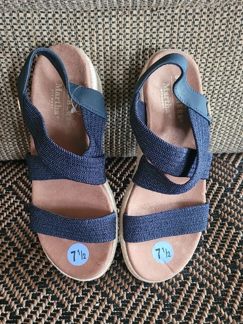 Skechers Cali x Martha Stewart Arch Fit Beverlee Wedge Sandals Navy Blue Sz 7.5